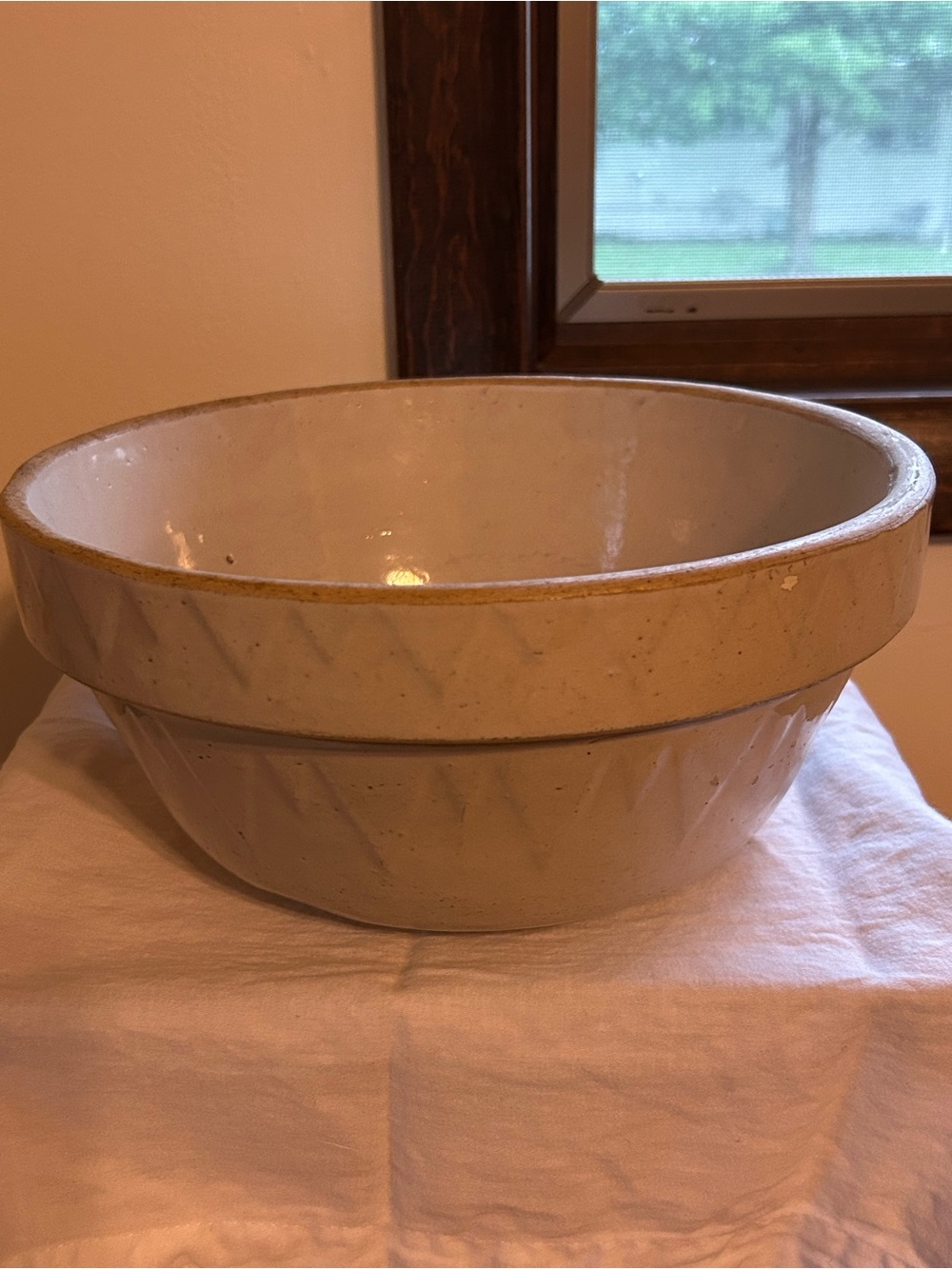 antique stoneware mixing bowl